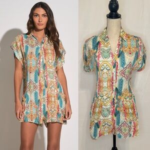 Elan Ibiza Blue Patterned Romper
